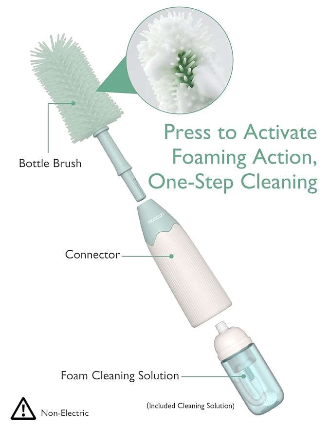 Momcozy 3 Layers Large Bottle Sterilizer and Dryer & Momcozy Bottle Brush Kit Green