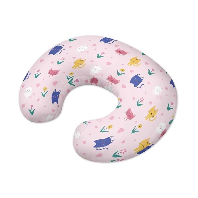 Cute Cat Flower Baby Nursing Pillow Cover for Newborn, Stretchy Replaceable Pillow Cover Slipcover U-Shaped Breastfeeding Pillowcase Cushion Cover