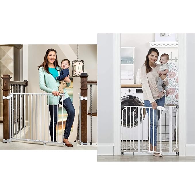 Regalo 2-in-1 Stairway and Hallway Wall Mounted Baby Gate, Bonus Kit & Easy Step 38.5-Inch Wide Walk Thru Baby Gate, Includes 6-Inch Extension Kit, Pressure Mount Kit, Wall Cups and Mounting Kit