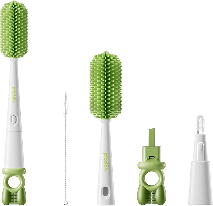 5-in-1 Silicone Baby Bottle Brush Set with Straw Cleaner, Flexible 90° Bendable Bottle Cleaning Kit for Nursing, Sports Bottles, Dishwasher Safe, BPA-Free, Kitchen & Travel
