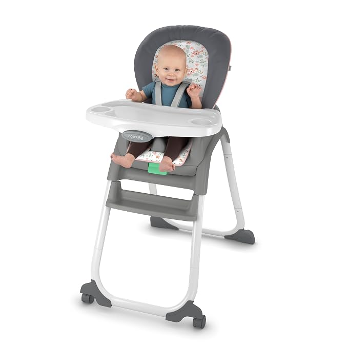 Ingenuity Full Course 6-in-1 High Chair - Baby to 5 Years Old, 6 Convertible Modes, 2 Dishwasher Safe Trays - Milly