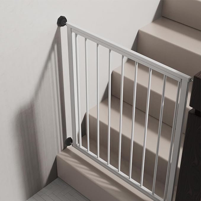ICERO Baby Gate Wall Protector - Protect Walls & Doorways from Pet & Dog Gates - Pressure Mounted Gates Work on Stairs - Gates Wall Cups - 8 Pack - Black
