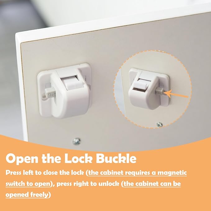 Magnetic Cabinet Locks for Baby Safety, No Drill Adhesive Child Proof Latches, No Tools Needed for Easy Installation, Secure and Multi-Purpose for Drawers and Cupboards(8 locks and 1 Key)