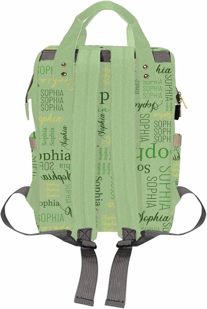 Artsadd Custom Name Diaper Bag Mommy Nappy Bags, Personalized Light Green Handbags Large Capacity Shoulder Bag Multi-Function Nursing Bags for Outdoor Shopping Travel
