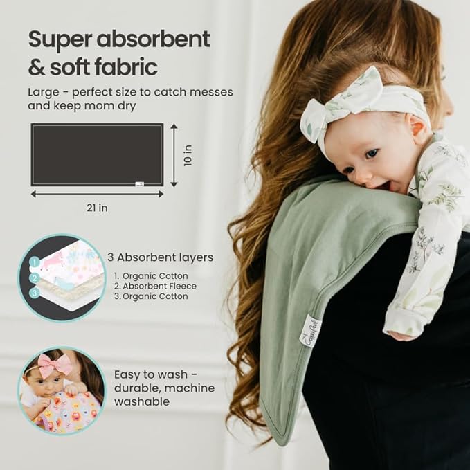 Copper Pearl Premium Baby Burp Cloths - 3-Pack Large Cotton Burp Cloths, Extra Soft Spit Up Rags with 3 Absorbent Layers, Perfect for Baby Girl Gifts (21" x 10" Size, Morgan Set)