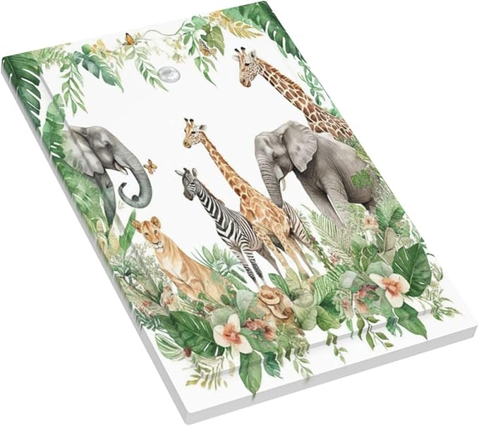 Tropical Leves Safari Animals Giraffe Elephant Zoo Light Switch Cover Plate 1 Gang No Device Blank Electrical Wall Plates Faceplate Decorative Switch Plate Covers for Kids Room Nursery Decor