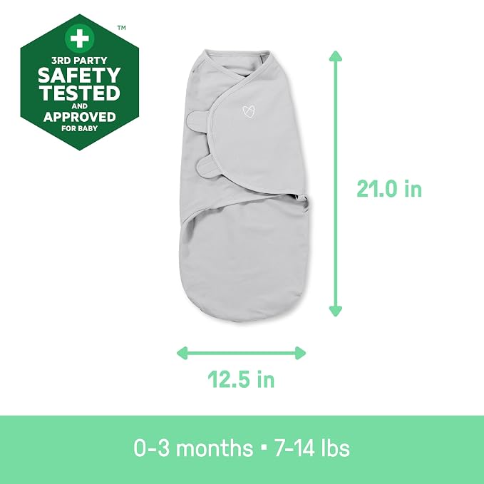 SwaddleMe by Ingenuity Easy Change Baby Swaddle in Size Small/Medium, 0-3 Months, 7-14 Pounds, 3-Pack with Easy Change Zipper - Little Bees