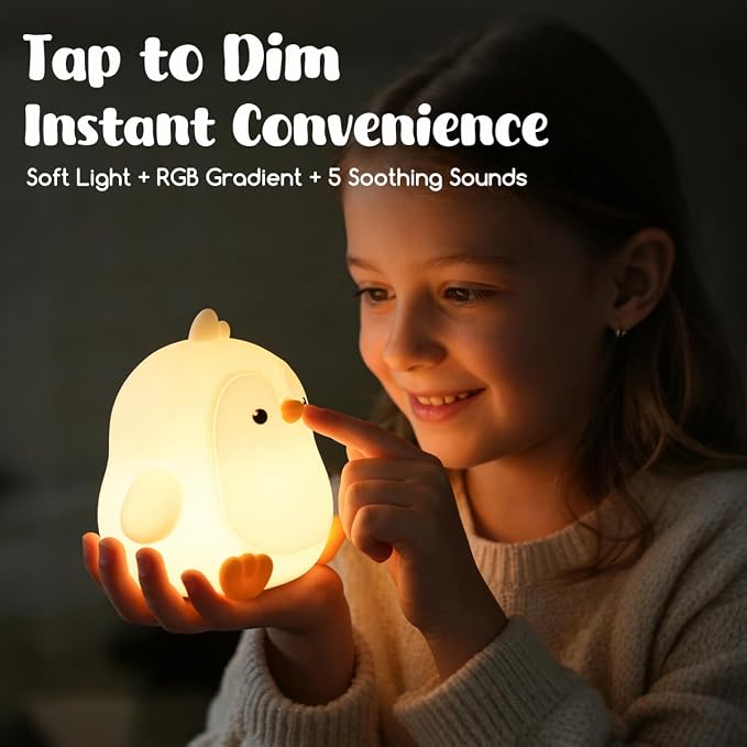 LEDHOLYT Cute Penguin Night Light for Kids, 3 Adjustable Brightness Levels & 6 White Noise Sounds,Rechargeable Variable Color Penguin lamp Gifts,Cute Room Decor Night Light for Kids Girls Boys