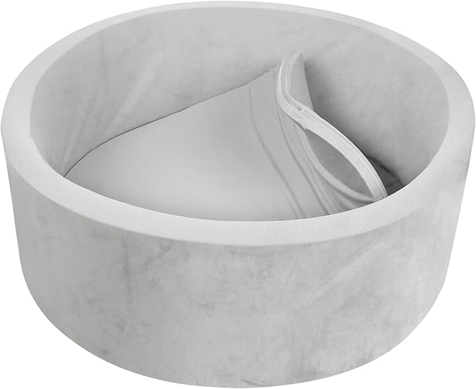 TRENDBOX Foam Ball Pit for Toddlers, 35x11 inch Soft Baby Ball Pit with Washable Velvet Cover (Balls not Included)- Grey