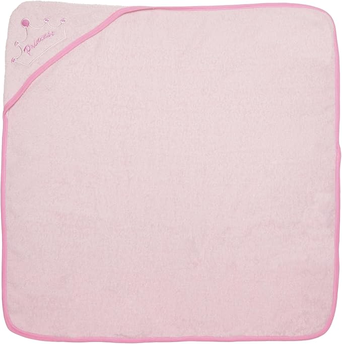 EVERYDAY KIDS Hooded Baby Toddler Bath Towel for Girls - 3D Pink Princess Towel with Crown; Soft and Absorbent Terry Cloth Hooded Towel for Young Kids; Baby Girl Bath Essential