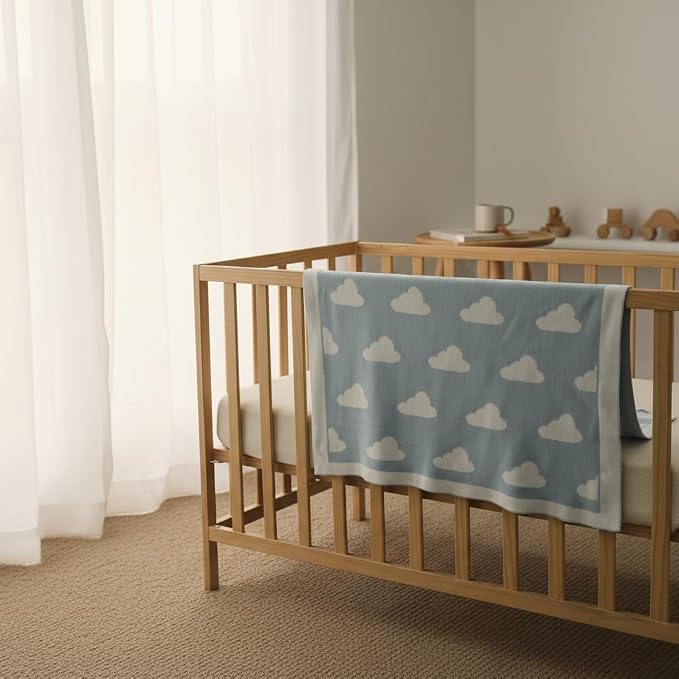 The Cloud Blanket - 100% Organic Cotton Baby Blanket, American Made, 30x40in - Bassinet, Crib, Stroller - Gift Registry Baby Shower for Newborns and Kids