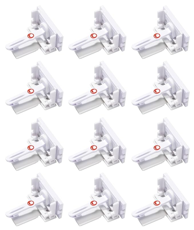 Safety 1st - Secure-to-Explore Adhesive Cabinet Locks Baby Proofing, Child Locks for Cabinets and Drawers (12 Locks), White