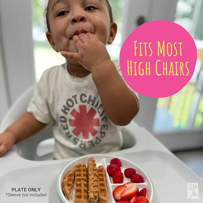 Elk and Friends Kids 7.8??Porcelain White Plates | Divided Plates | Suitable for Kids/Toddlers | Microwave & Dishwasher Safe | Non Slip | Snack Dishes | 2 Pack