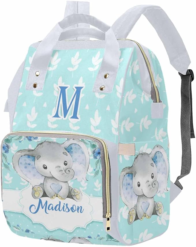M YESCUSTOM Personalized Baby Diaper Bag Large Capacity Mommy Bags, Animals Baby Backpack Custom Name Backpack Blue Casual Daypack Nappy Bag Gifts for Women Daughter