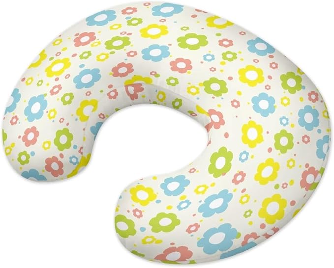 Colorful Flower Nursing Pillow Detachable Newborn Original Breastfeeding Slipcover Case and Positioner U-Shaped Head Support Protector Cushion Essential with Hidden Zipper Easy Care