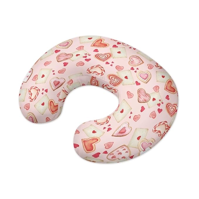 Letter Cookie and Love Heart Nursing Pillow Cover for Baby Boy Girl Breastfeeding Nursing Pillow Slipcovers Super Soft Breathable and Washable