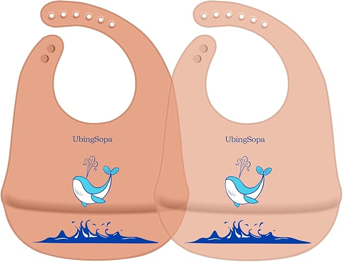 Silicone Baby Bibs ??Adjustable, Soft, Waterproof & Durable, with Large Food-Catching Pocket, Feeding-Friendly