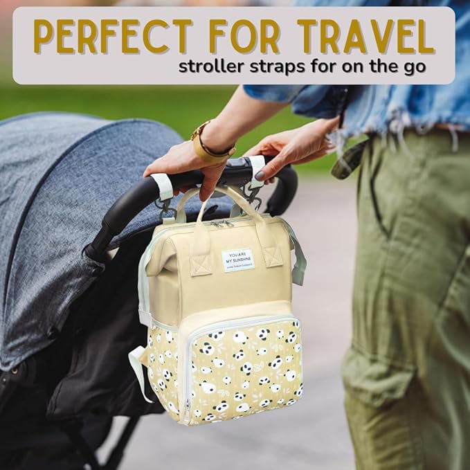 Small Diaper Bag Backpack - Pañaleras para Bebe - Toddler Diaper Bag, New Born Baby Essentials Must Haves, Cute Diaper Bag with Insulated Pockets & Stroller Straps. Yellow