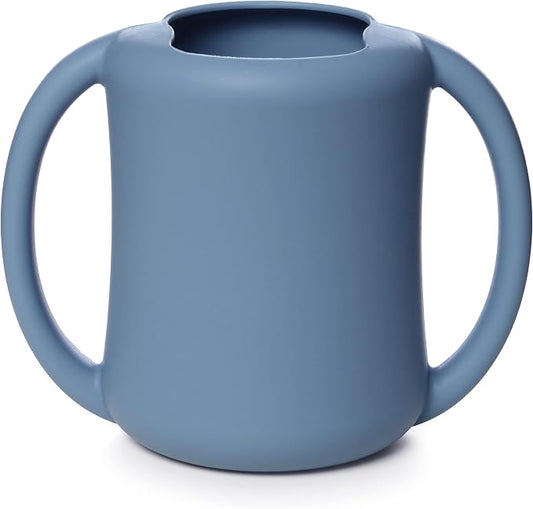 PrimaStella Silicone Baby & Toddler Training Cup with Handles (Slate Blue)