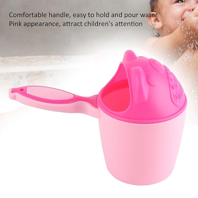 Keenso Kids Shampoo Rinse Cup, Pink Removable Design Hair Washing Cup for Children's Shower