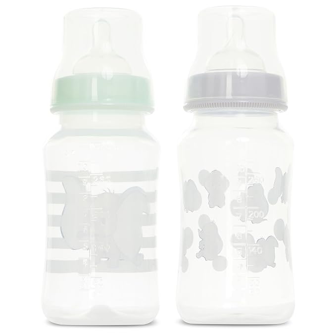Disney Baby Bottles and Pacifiers Set – 2 Hourglass-Shaped 11oz Bottles + 2 Orthodontic Pacifiers – Officially Licensed Mickey, Minnie, Pooh & Dumbo Designs – BPA-Free Feeding Gift Set (Pack of 2)