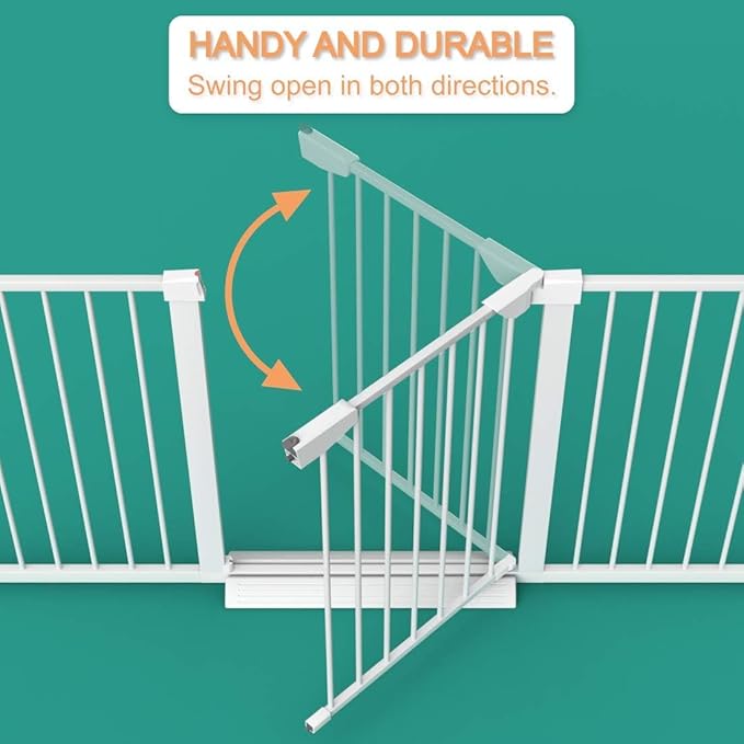 Fairy Baby Narrow Baby Gate for Stair, 22.8"-25.5" Wide Pressure Mounted Pet Gate for Doorway, Easy Walk Thru Child Safety Gate, White