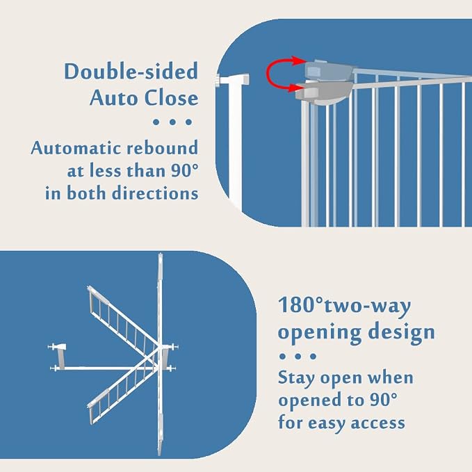 DEARBB Triple Lock Baby Gate for Stairs Doorways and House 31" to 86" Extra Wide Pressure Mounted Easy Walk Through Auto Close Safety Pet Gate White 76.77-86.22"