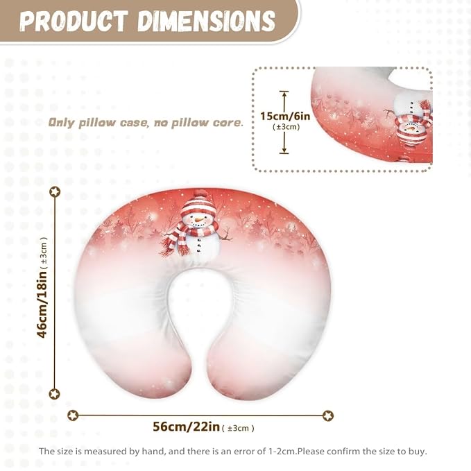 Christmas Snowmen Breast Feeding Pillow Support Cover Durable Comfortable Bottle Feeding Pillowcase with Hidden Zipper for Boys and Girls Gifts
