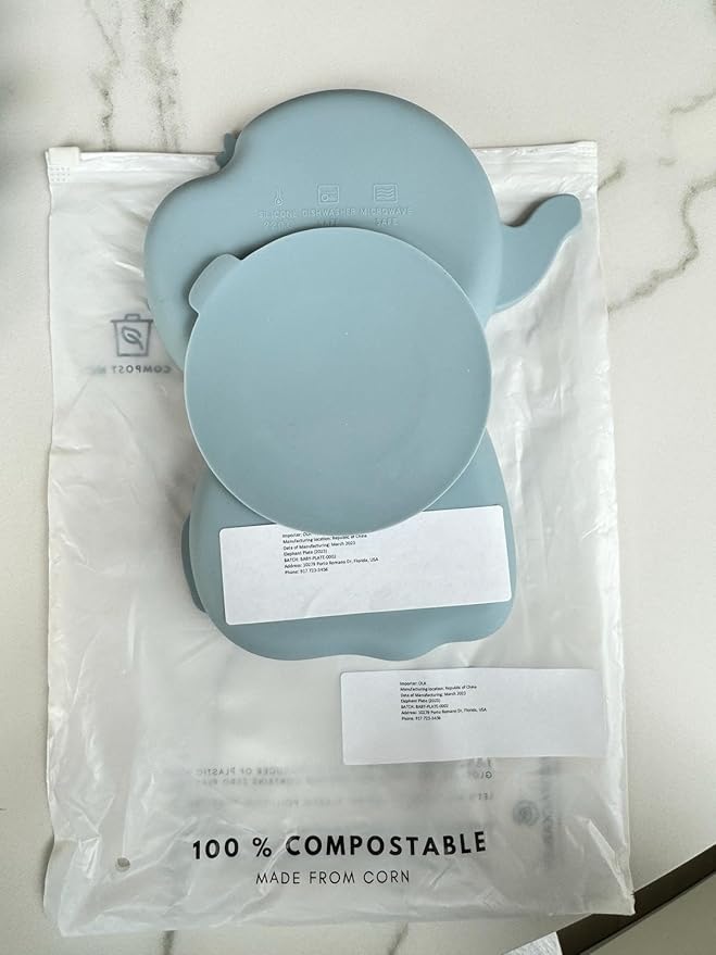 OLA Elephant Feeding Plate|, 100% Silicone | Divided Plates |Suction Plates for Baby| Dusty blue