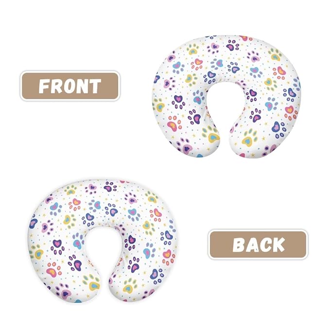 Colorful Dog Paws Nursing Pillow Cover, Premium Quality Soft Breast Feeding Pillow Covers Great for Breastfeeding Moms