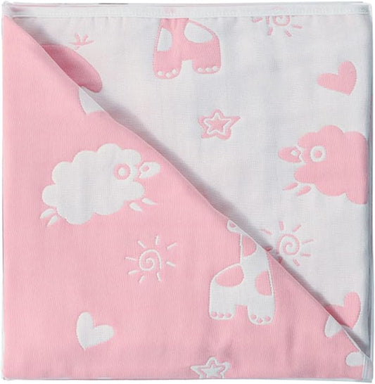 TONWHAR Muslin Baby Blankets,6-Layer Cotton Gauze, Soft and Breathable Baby Quilt,Kids Summer Blanket,Baby Bath Towel (Animals)