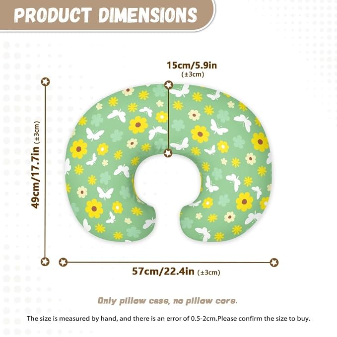 Butterfly Flower Nursing Pillow Covers Slipcovers for Breastfeeding Moms, Ultra Soft Breathable Feeding Pillow Slipcover for Baby Boy Girl