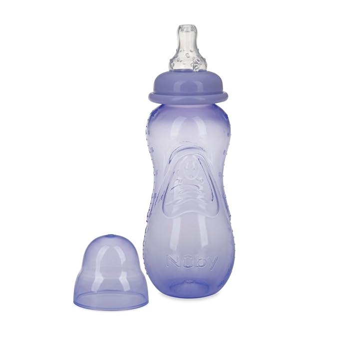 Nuby Non-Drip Standard Neck Baby Bottles - 10 oz (3 Pack) - Vari-Flo Flow Control Nipple - Anti-Colic Air System - 0+ Months