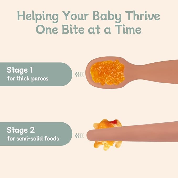 Eascrozn Baby Spoons Set, 6 Pack Silicone Baby Spoon Self Feeding 6+ Months, First Stage Baby Led Weaning Supplies, Boil and Dishwasher Safe