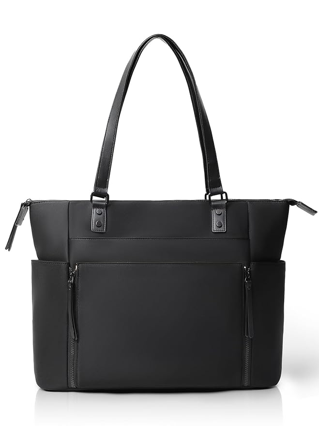 MOMINSIDE Neoprene Diaper Bag Tote, Diaper Bag Backpack pañaleras para bebe with Changing Station,14 Pockets Large Capacity Travel Diaper Bag for Mom, Convertible Diaper Tote, Black