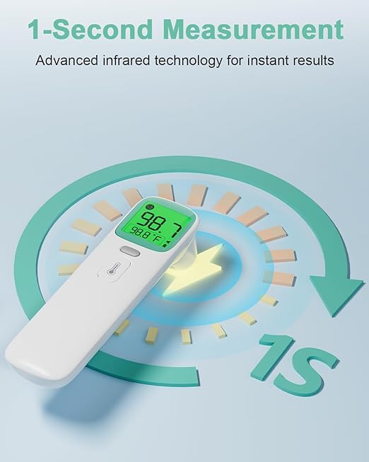 Baby Thermometer for Kids - Ear Thermometer FSA-HSA Eligible, Digital Thermometers for Adults, Accurate Infrared Forehead Termometro with Fever Alarm & Mute Mode,40 Memories (Green 1 Pack)