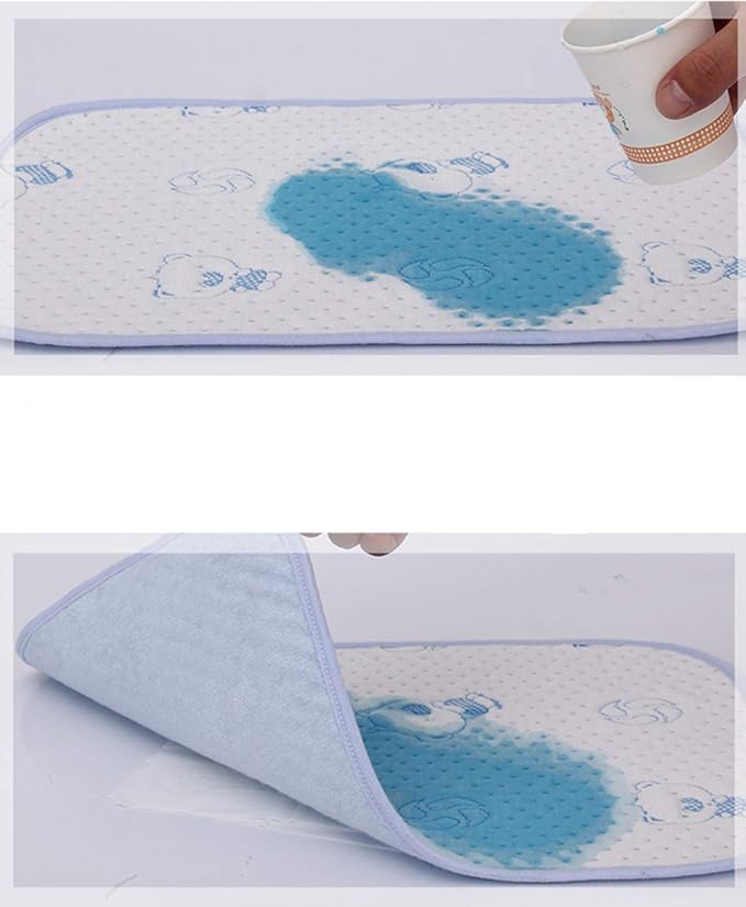 Monvecle 2pcs Pack Baby Infant Waterproof Cotton Changing Pads Washable Resuable Diapers Liners Mats Blue Bear 28" x 20"