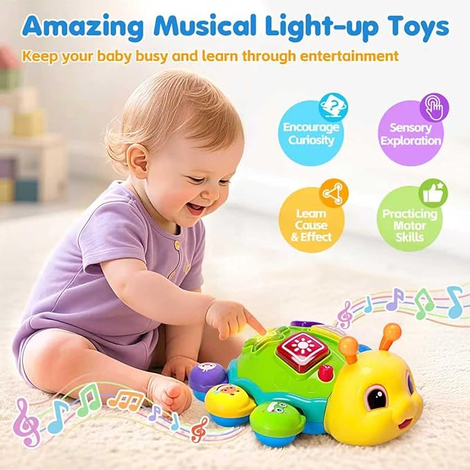 Baby Crawling Toys for 6-12 Months, Musical Toys for Infants 7 8 9 10 11 Months, Early Learning Educational Toy with Light Sound, Tummy Time Development Toys, Christmas Birthday Gifts for 1 Year Old