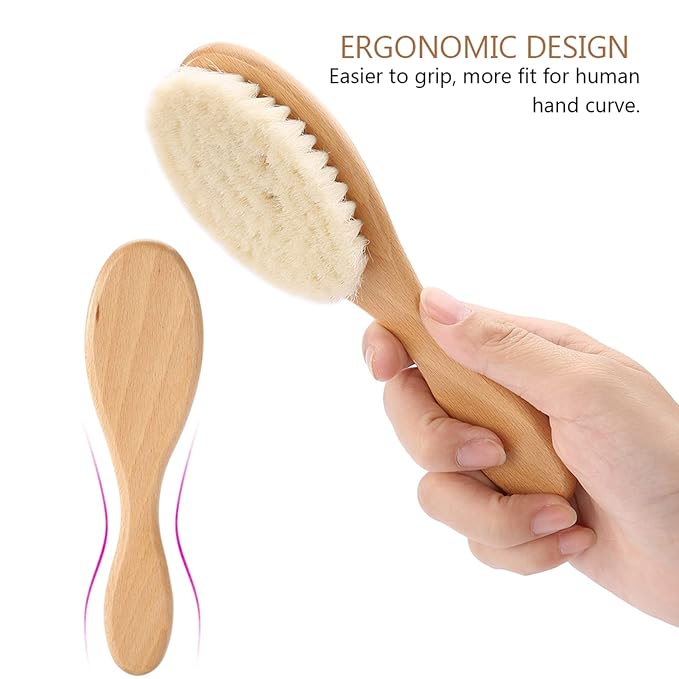 Soft Goat Hair Brush for Men or Women - Beard and Hair Cleaning Brush for Home Use, Styling or Detangling, Ideal for Curly Hair and Blow Drying