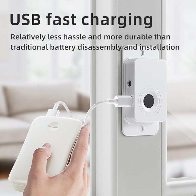 Fingerprint Fridge Lock, Refrigerator Lock with Fingerprint, for Fridge, Cabinet locks, Drawers, Dishwasher, Toilet and Cabinet Locks Baby Proofing, 3M Adhesive No Drilling (White)