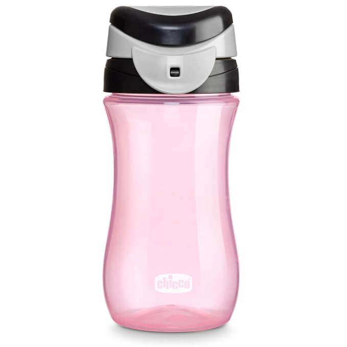 Chicco My Tumbler Toddler Sippy Cup for 2+ Years, 12oz Spill-Proof when Closed Water Bottle with Free-Flow Spout, Flip-Up Carry Handle, Easy Grip, BPA Free, Pink
