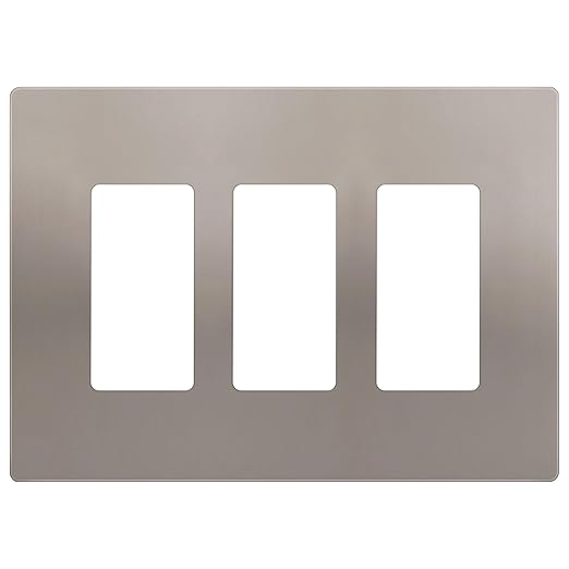 ENERLITES Screwless Triple Decorator Switch Cover, Three Gang Wall Plate, Gloss Finish, Mid-Size 3-Gang 4.88" x 6.77", Unbreakable Polycarbonate Thermoplastic, UL Listed, SI8833M-NK, Nickel