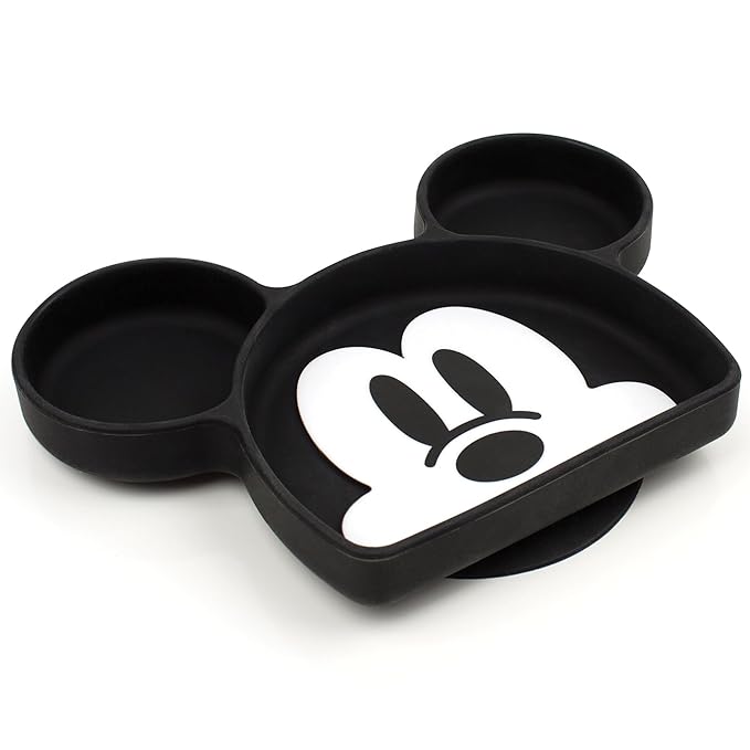 Bumkins Disney Silicone Grip Dish, Suction Plate, Divided Plate, Baby Toddler Plate, BPA Free, Microwave Dishwasher Safe - Mickey Mouse-1 Count (Pack of 1)
