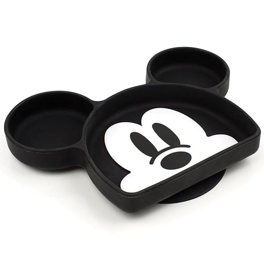 Bumkins Disney Silicone Grip Dish, Suction Plate, Divided Plate, Baby Toddler Plate, BPA Free, Microwave Dishwasher Safe - Mickey Mouse-1 Count (Pack of 1)