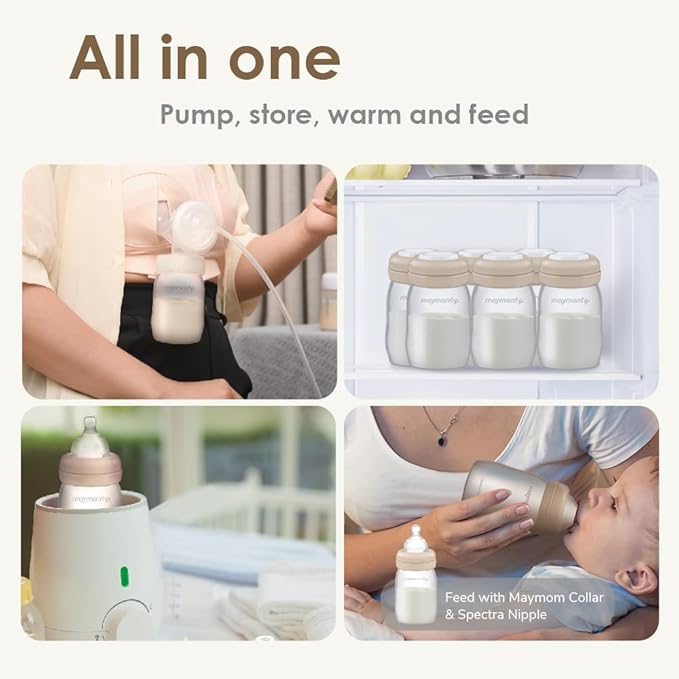 Maymom Wide Neck Breastmilk Collection n Storage Bottle 5.4 oz; Re-markable SureSeal Disc. Fits Spectra S2 Spectra S1 9 Plus.
