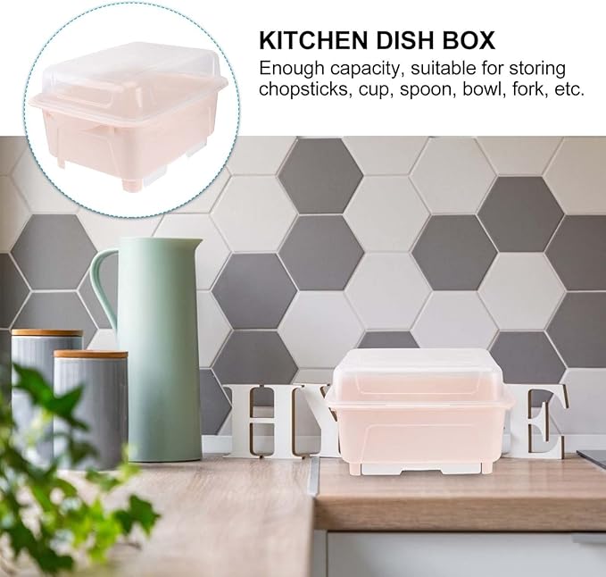 Operitacx Baby Bottle Drying Rack Kitchen Drain Rack Dish Drying Bowl Chopsticks Drainer Holder Dishes Organizer Tableware with Lid Cover for Restaurant Kitchen Home