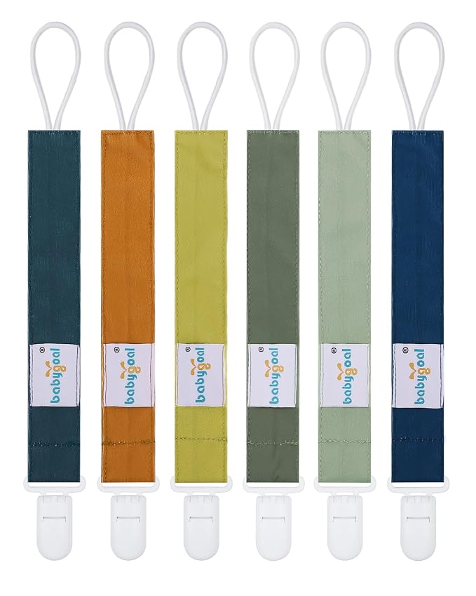 babygoal Neutral Pacifier Clips, 6 Pack Binky Paci Holder Leashes Fits for Most Baby Pacifiers and Binkies
