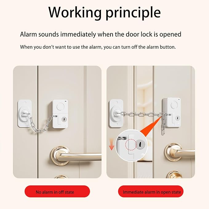 Child Door Lock with Abnormal Alarm, Door Locks for Kids Safety, for Door Monkey, Child Proof Door Lock, Drawers and Child Safety Cabinet Locks, 3M Adhesive No Drilling (Black)