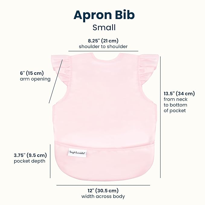 Tiny Twinkle Mess Proof Baby Bib for Girls | Waterproof Toddler Bib for Eating | Baby Apron for Feeding | Machine Washable | Perfect Shower Gift (Rose, 6??4M)