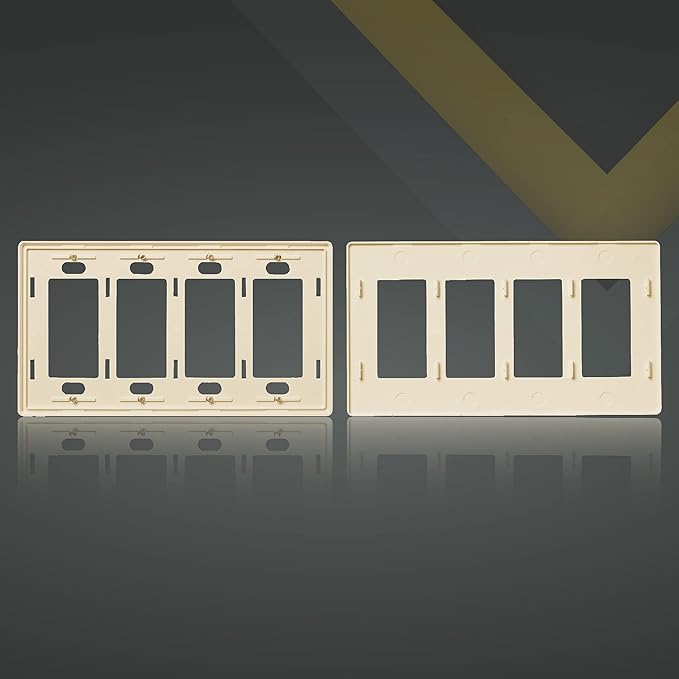Faith Electric 4-Gang Decorator Screwless Wall Plate Child Safe Outlet Covers, 4.68"H x 8.4" L, Fits GFCI, USB Receptacles, Dimmers, and Lighting Controls, ETL Listed, Ivory